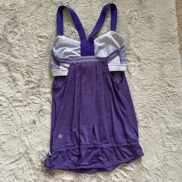 Lululemon rest less tank top with built in shelf bra berry purple striped sz 4 - Picture 11 of 15